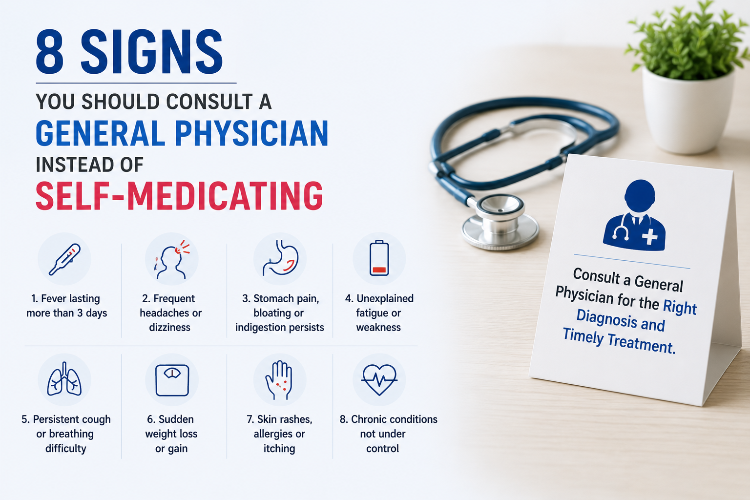 8 Signs You Should Consult a General Physician Instead of Self-Medicating